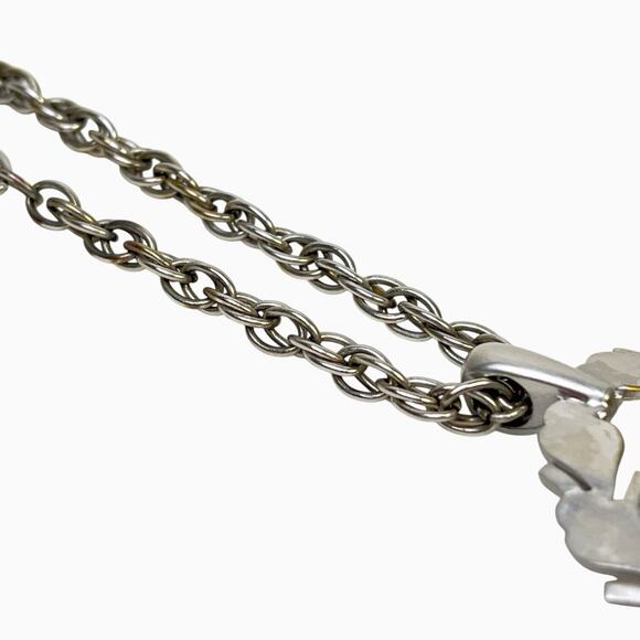 Crown Trifari Pendant Necklace Silver Tone Laurel Wreath 21 Inch Rope Chain Vtg - Picture 6 of 10